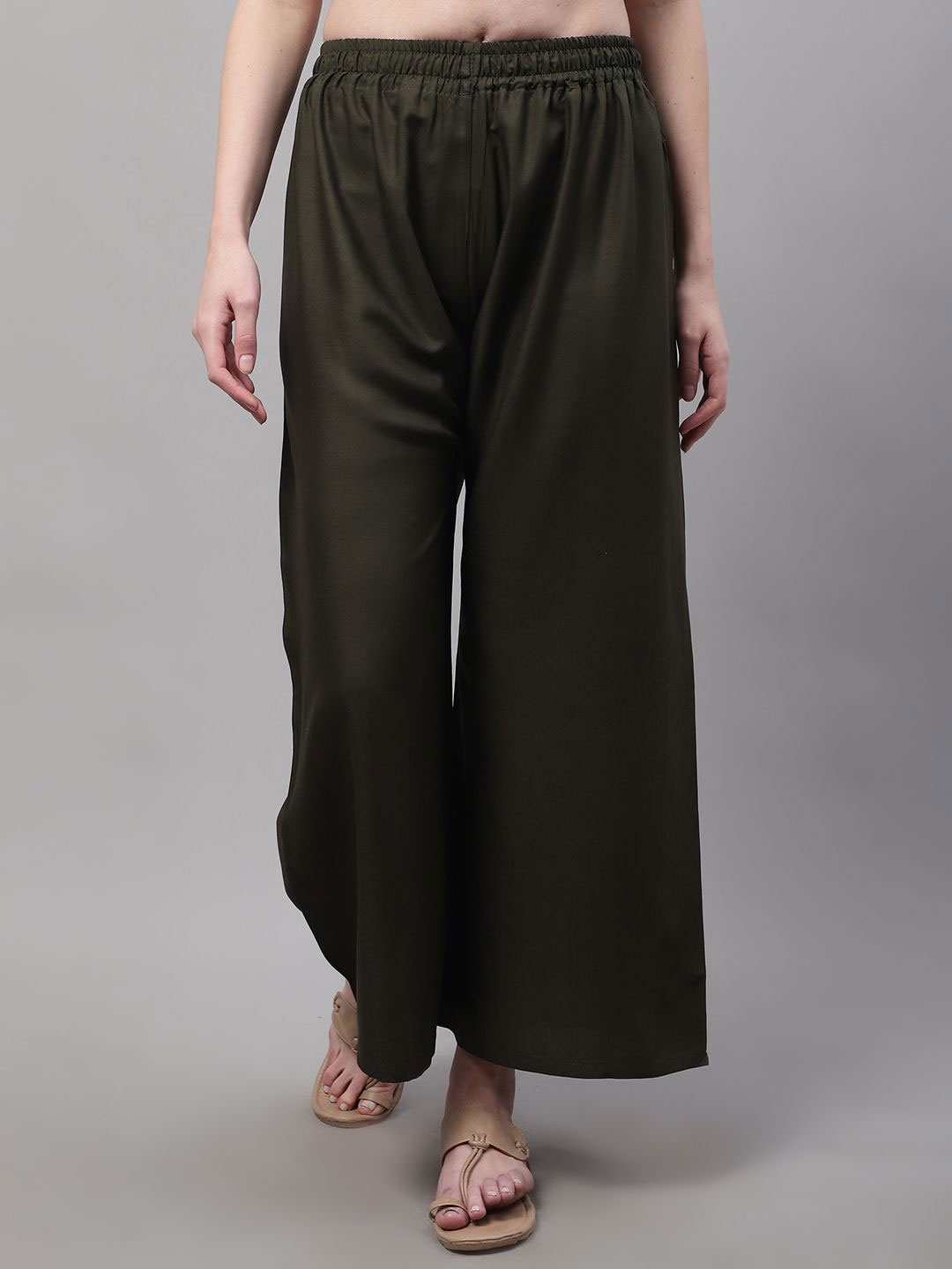 

Valles365 by S.C. Women Flared Palazzos, Olive