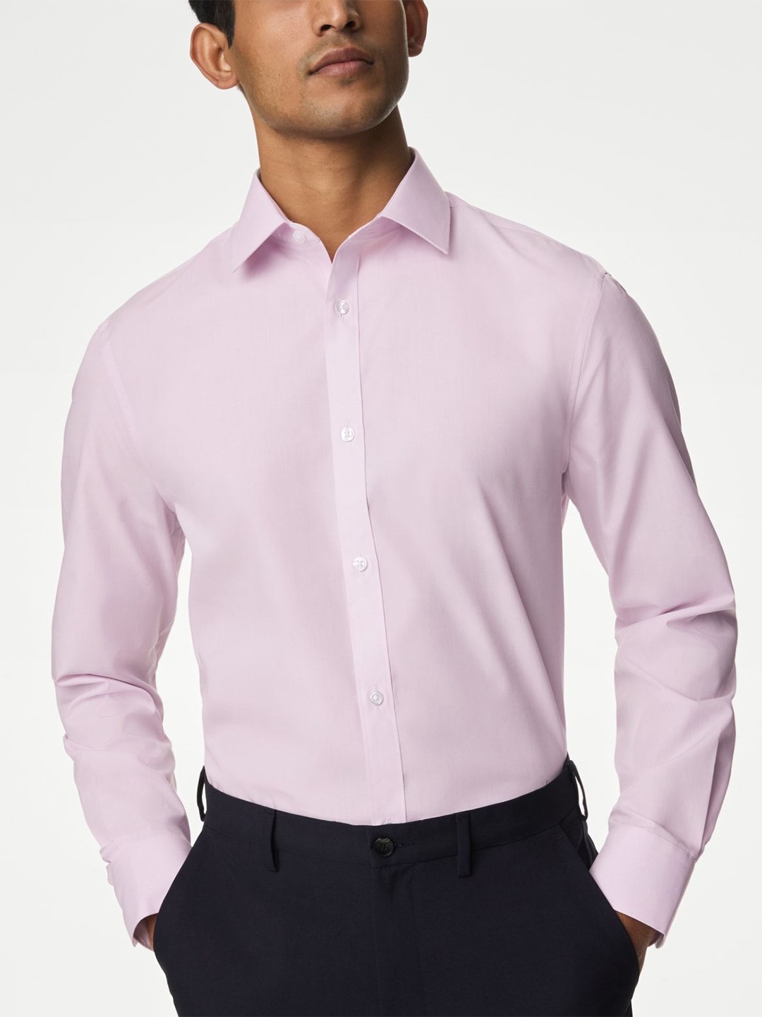 

Marks & Spencer Men Spread Collar Solid Formal Shirt, Lavender