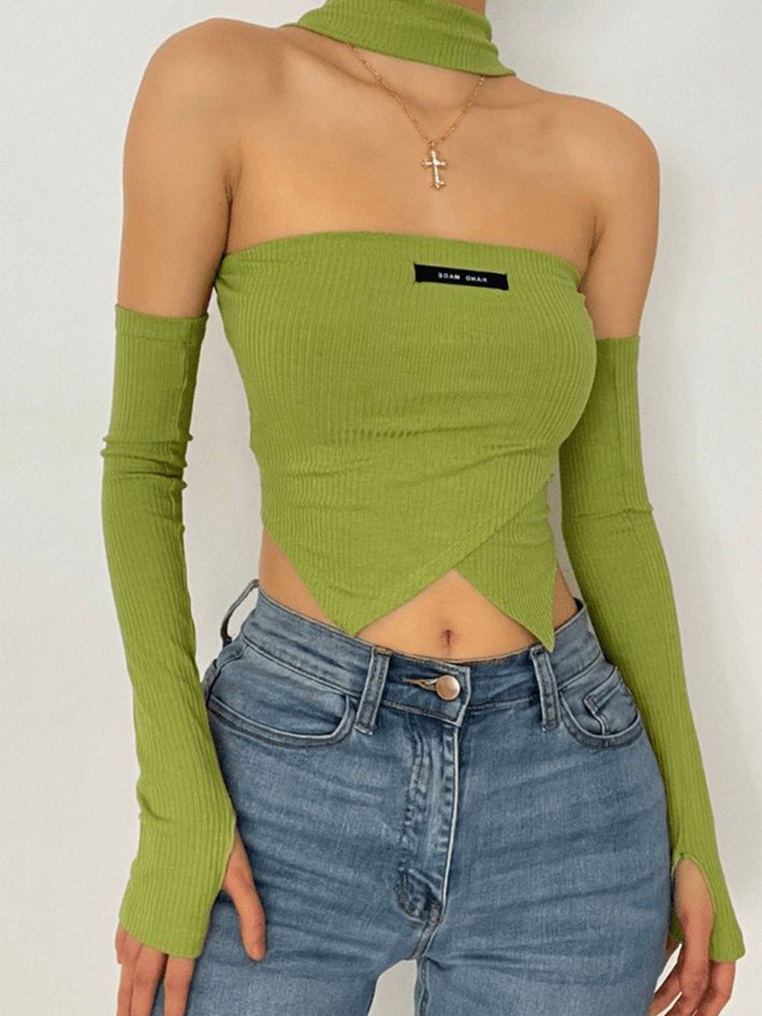 

LULU & SKY Tube Crop Top, Green