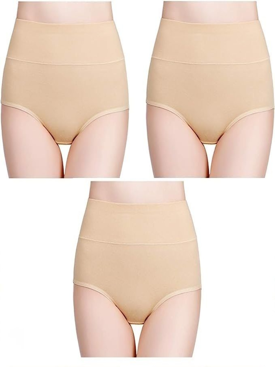 

Diving Deep Pack Of 3 High-Rise Hipster Briefs A23_3_3 Pck____XXL, Beige