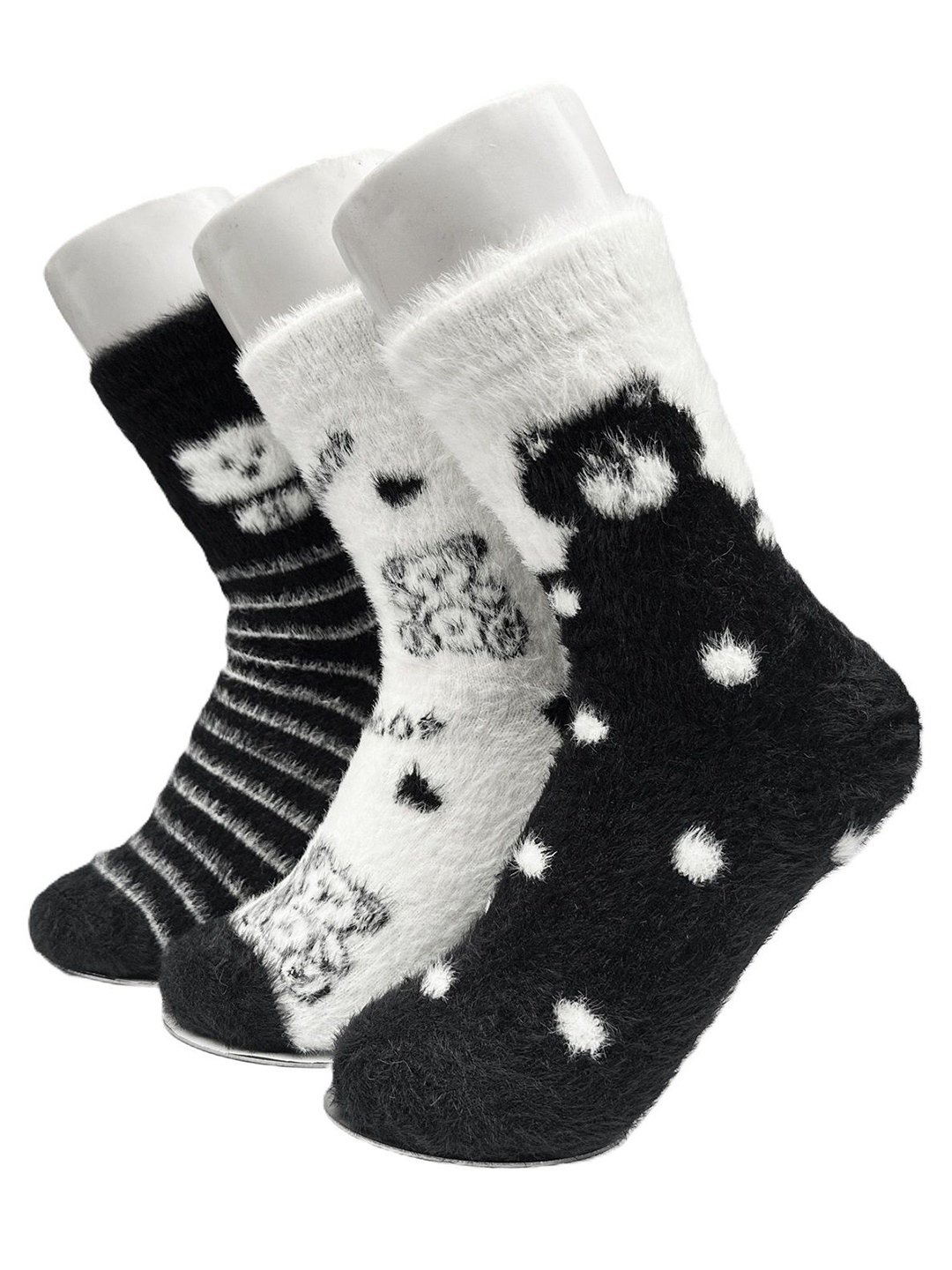 

Alexvyan Women Pack Of 3 Patterned Calf-Length Socks, White