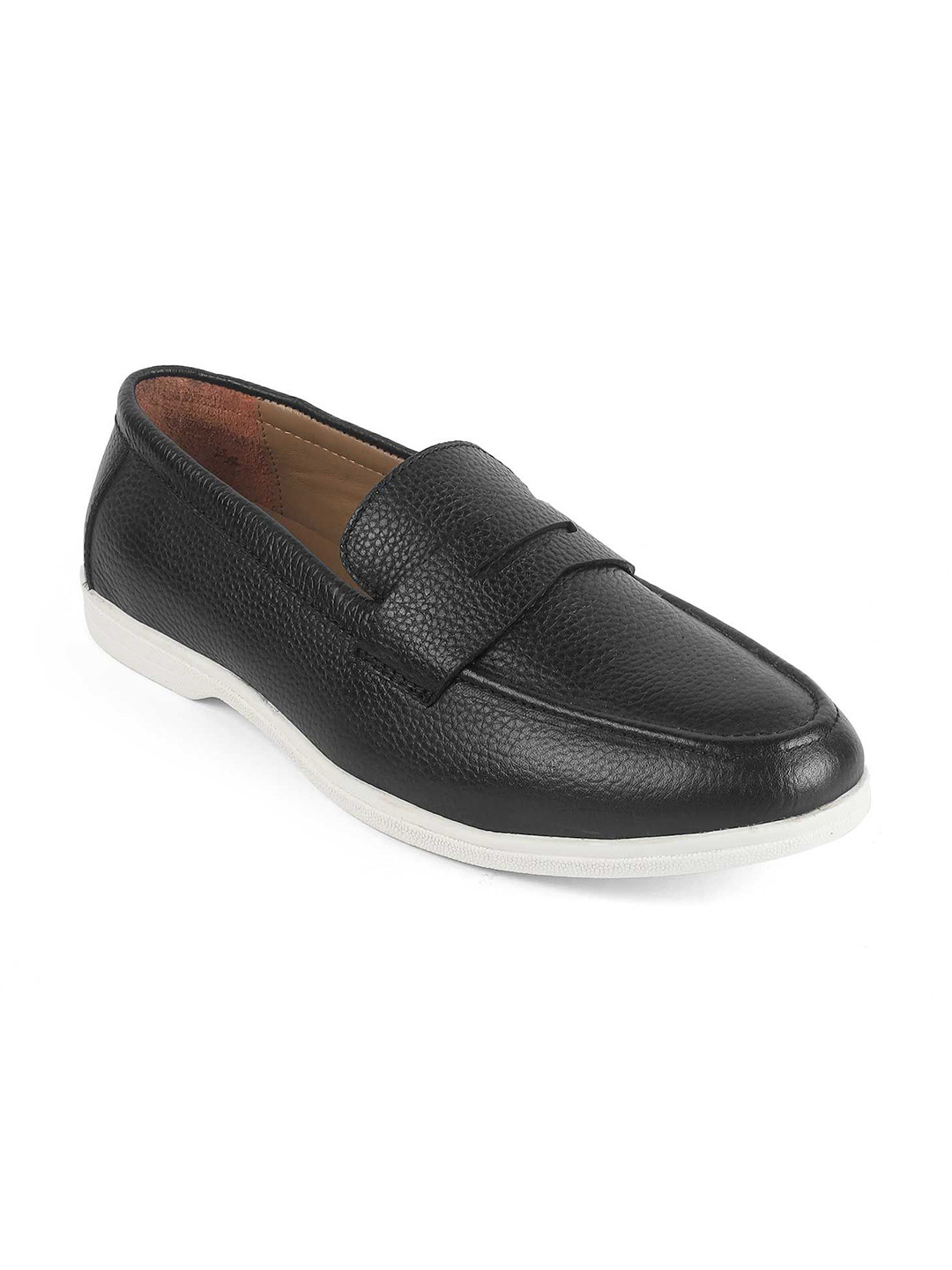 

Tresmode Men Leather Formal Loafers, Black