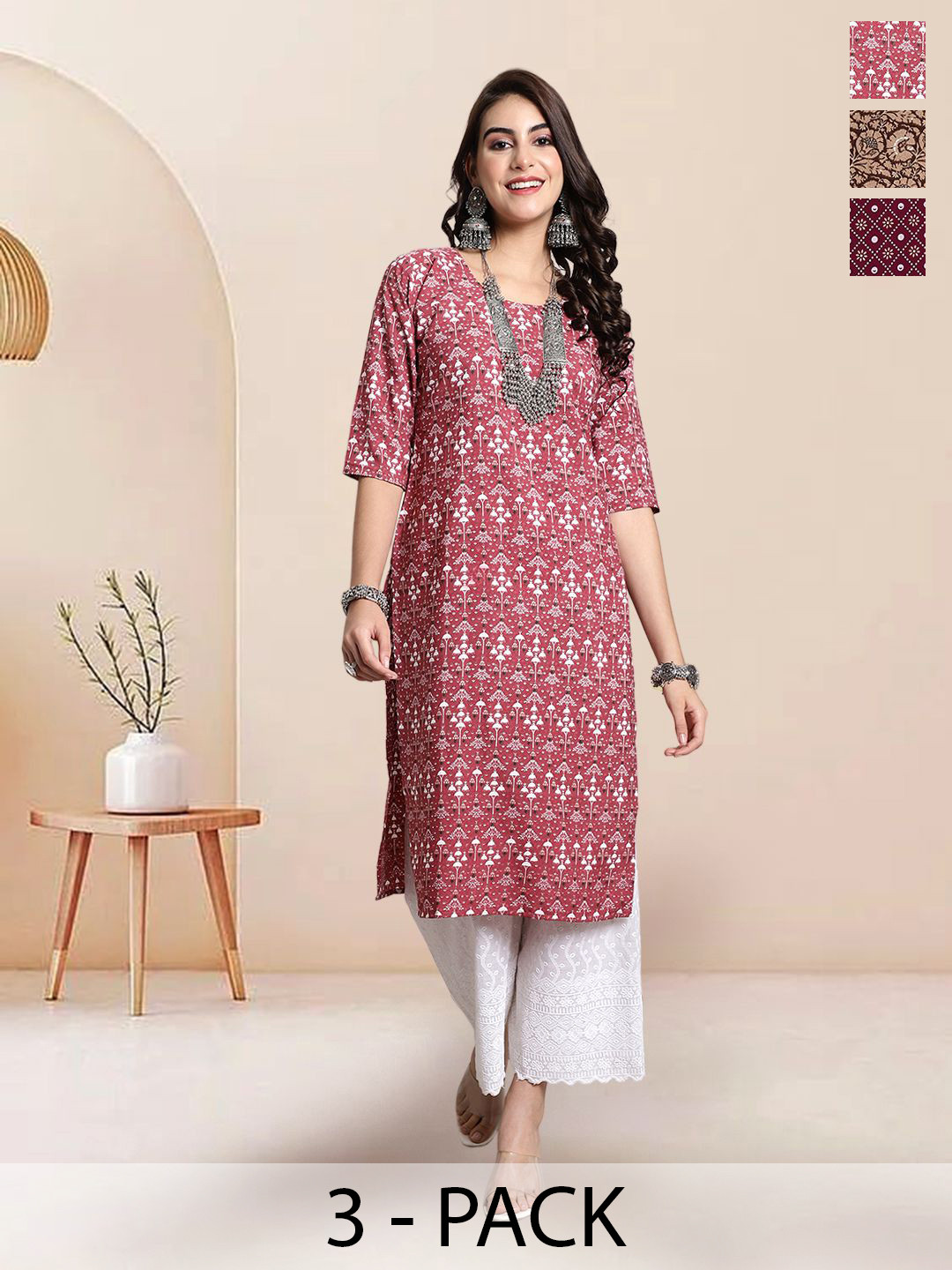 

7Threads Women Ethnic Motifs Printed Floral Crepe Kurta, Multi