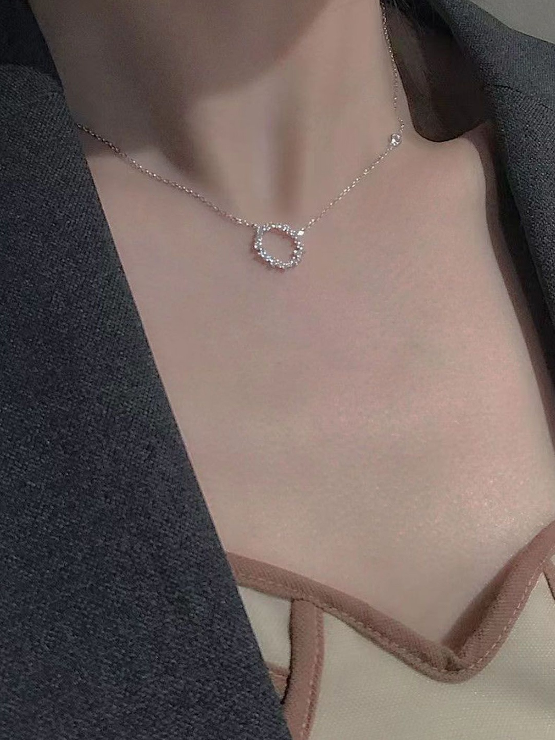 

StyleCast Elegant Silver-Toned Stone Studded Minimal Chain