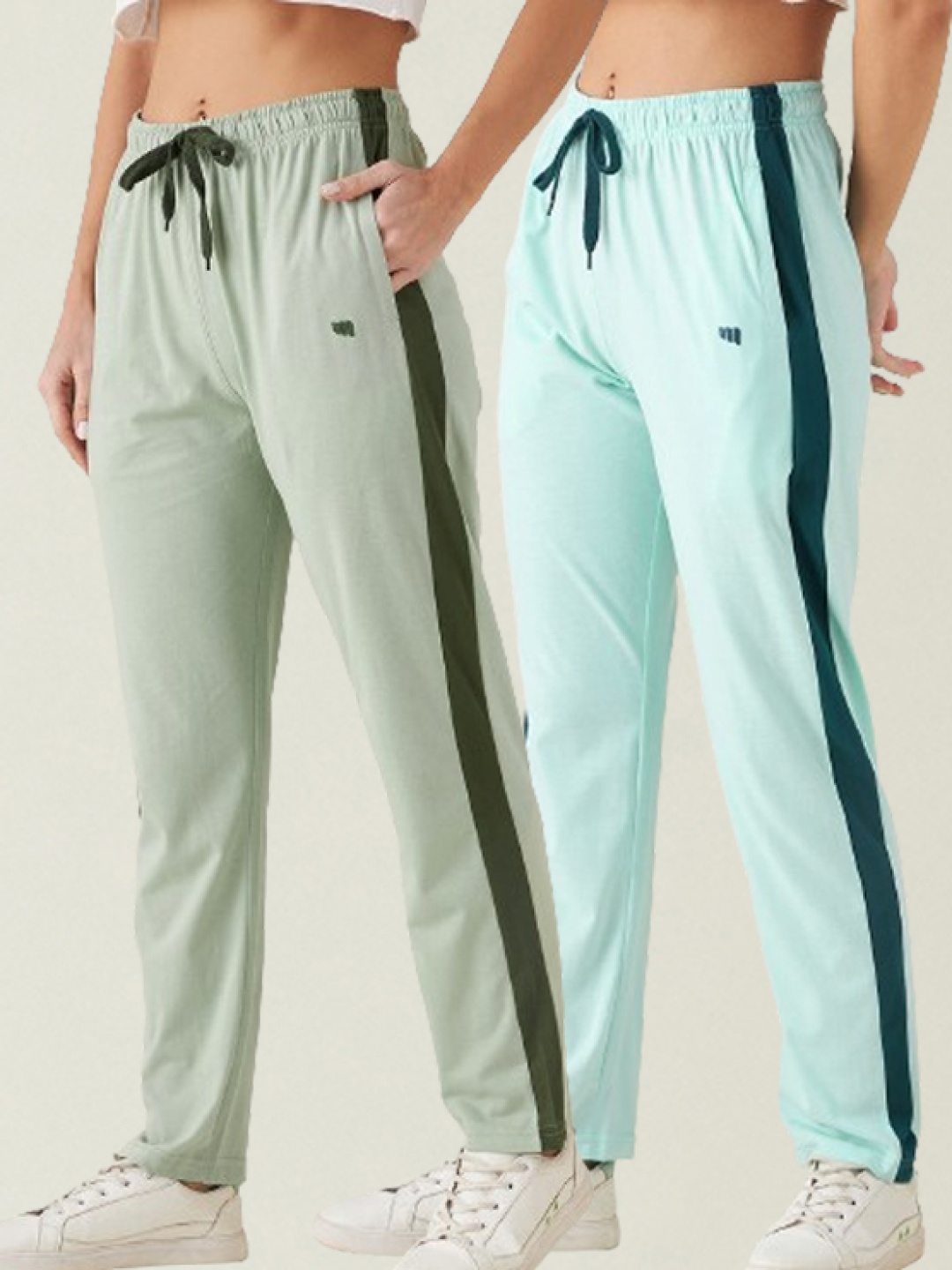 

Modeve Women Pack Of 2 Cotton Mid Rise Track Pants, Blue