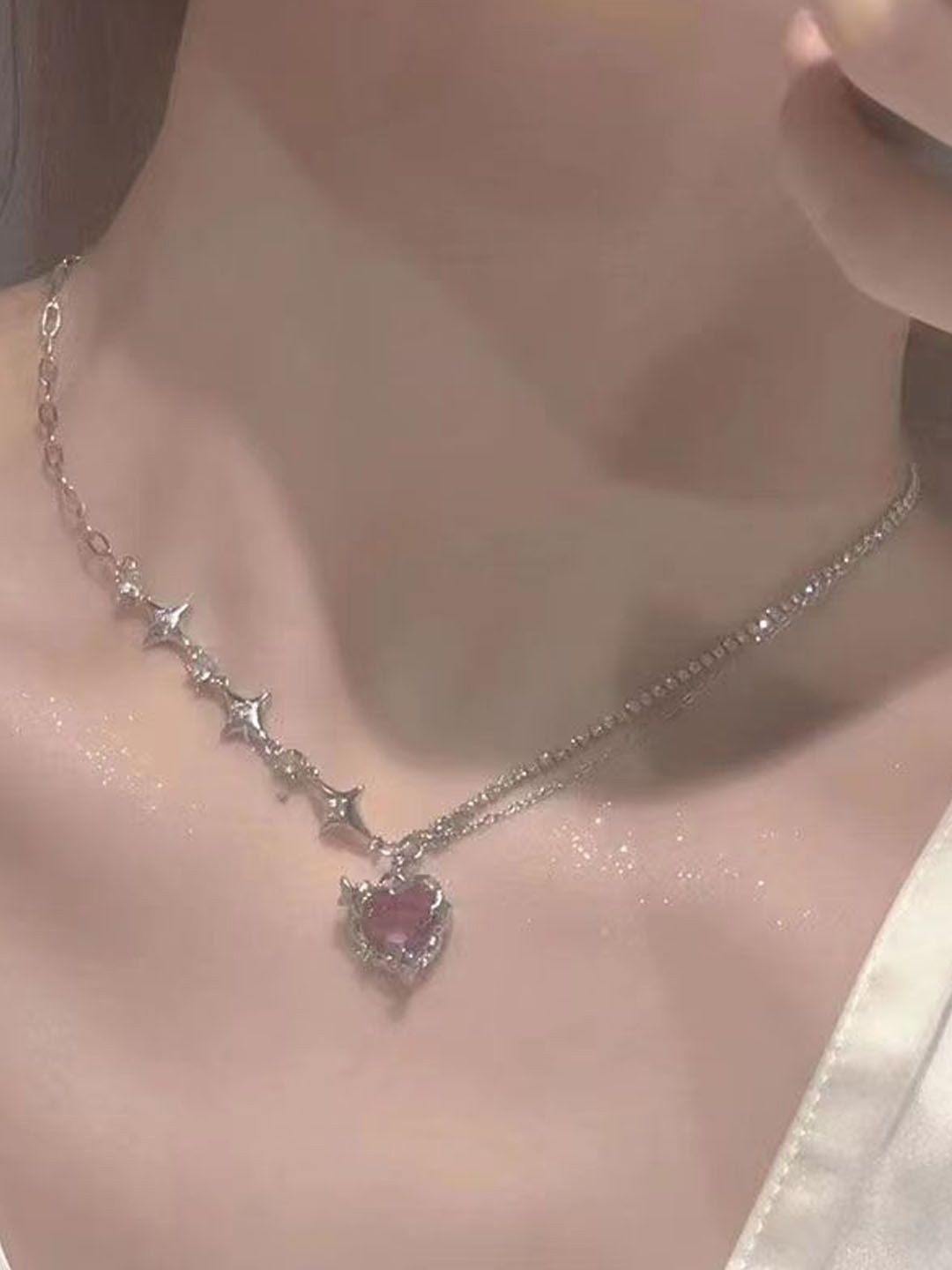 

StyleCast Stone Studded Elegant Minimal Chain, Silver