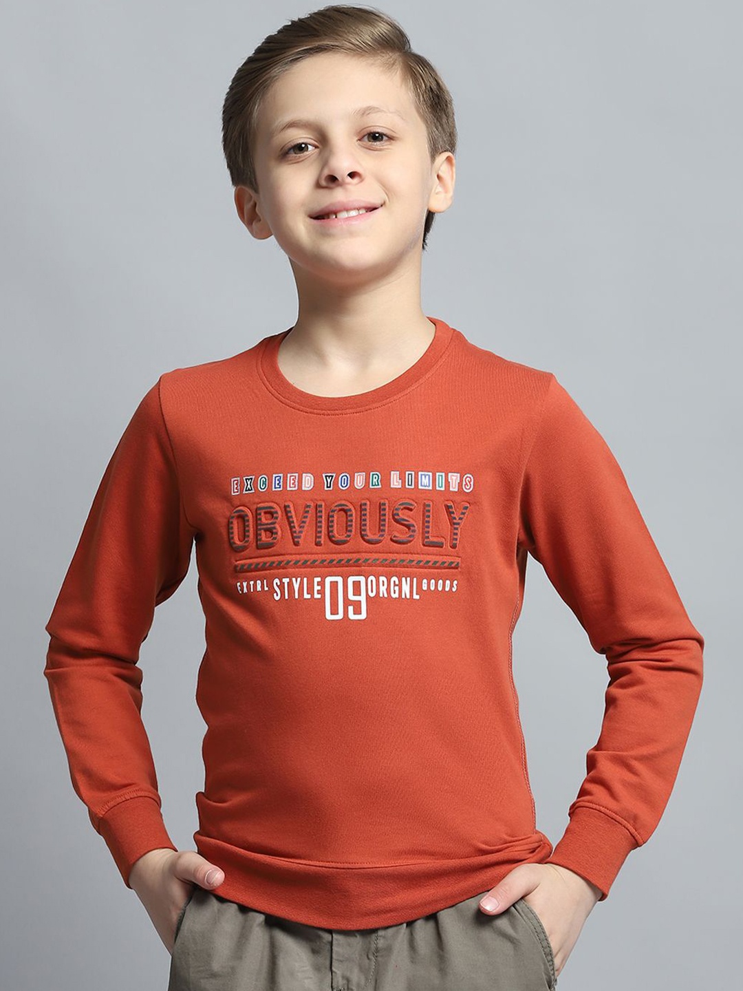 

Monte Carlo Boys Typography Printed Pullover, Rust