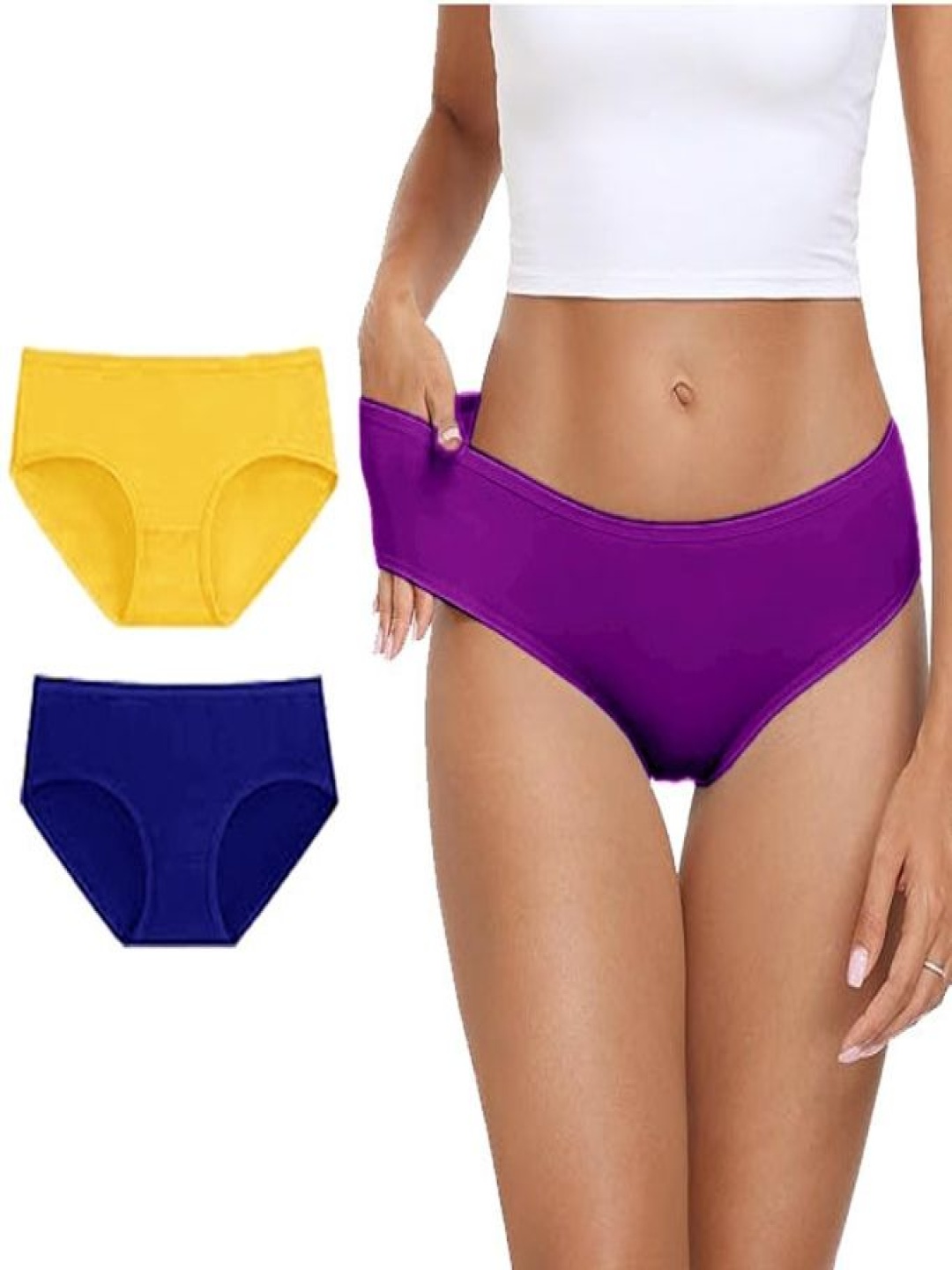 

Diving Deep Pack Of 3 Hipster Briefs DD212 Y, Blue, Purple New Pant_ies_3 PC_3XL, Yellow