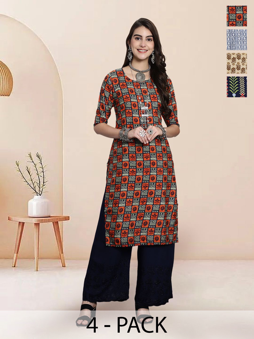 

7Threads Women Ethnic Motifs Printed Floral Crepe Kurta, Multi