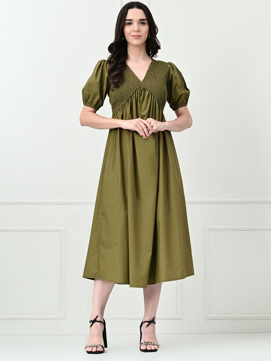 

Hencemade A-Line Midi Dress, Green