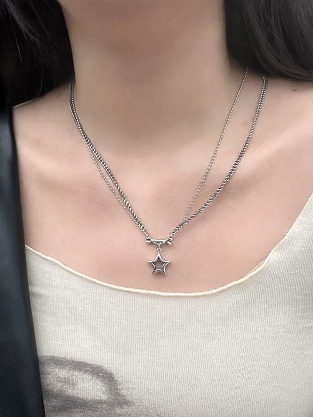 

StyleCast Silver-Toned Elegant Layered Minimal Chain