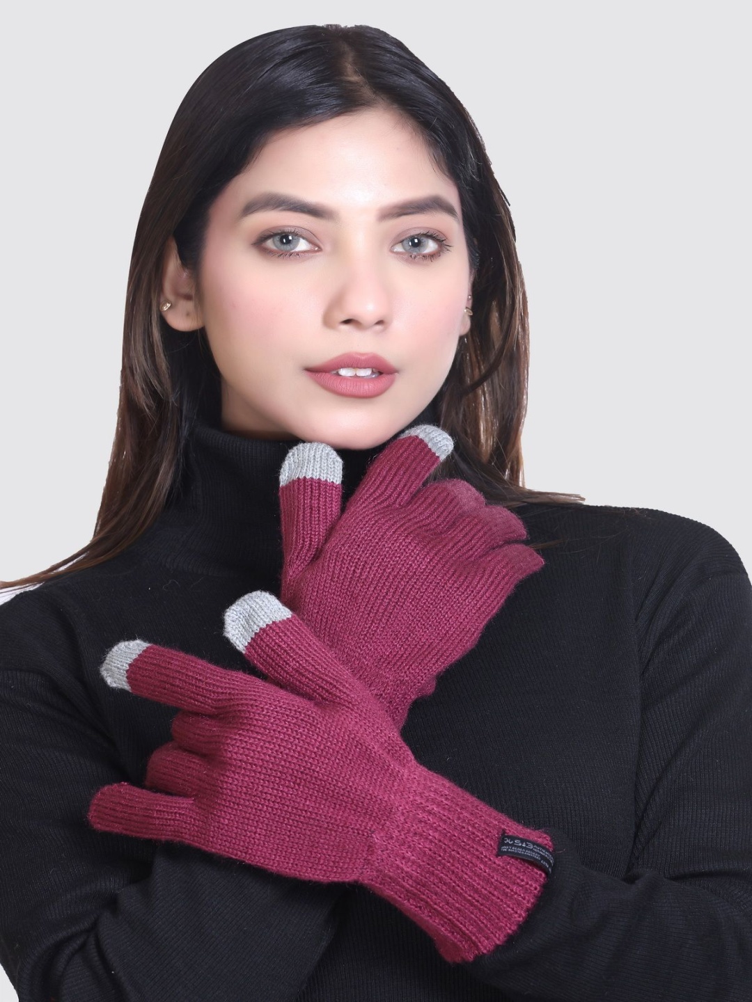 

513 Women Acrylic Winter Gloves, Fuchsia