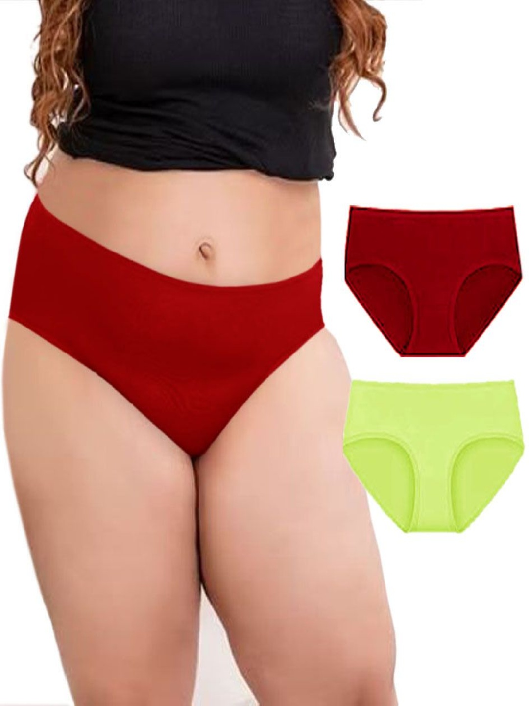 

Diving Deep Pack Of 2 Mid-Rise Hipster Briefs PJ180 M, P New Pant_ies_2 PC_4XL, Maroon