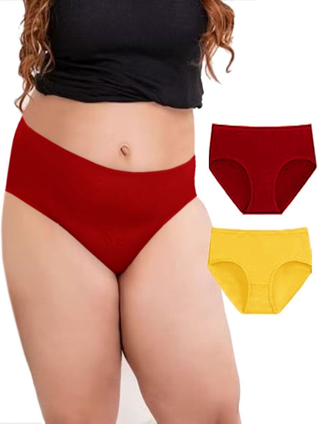 

Diving Deep Pack Of 2 Hipster Briefs DD165 M, Y New Pant_ies_2 PC_4XL, Yellow