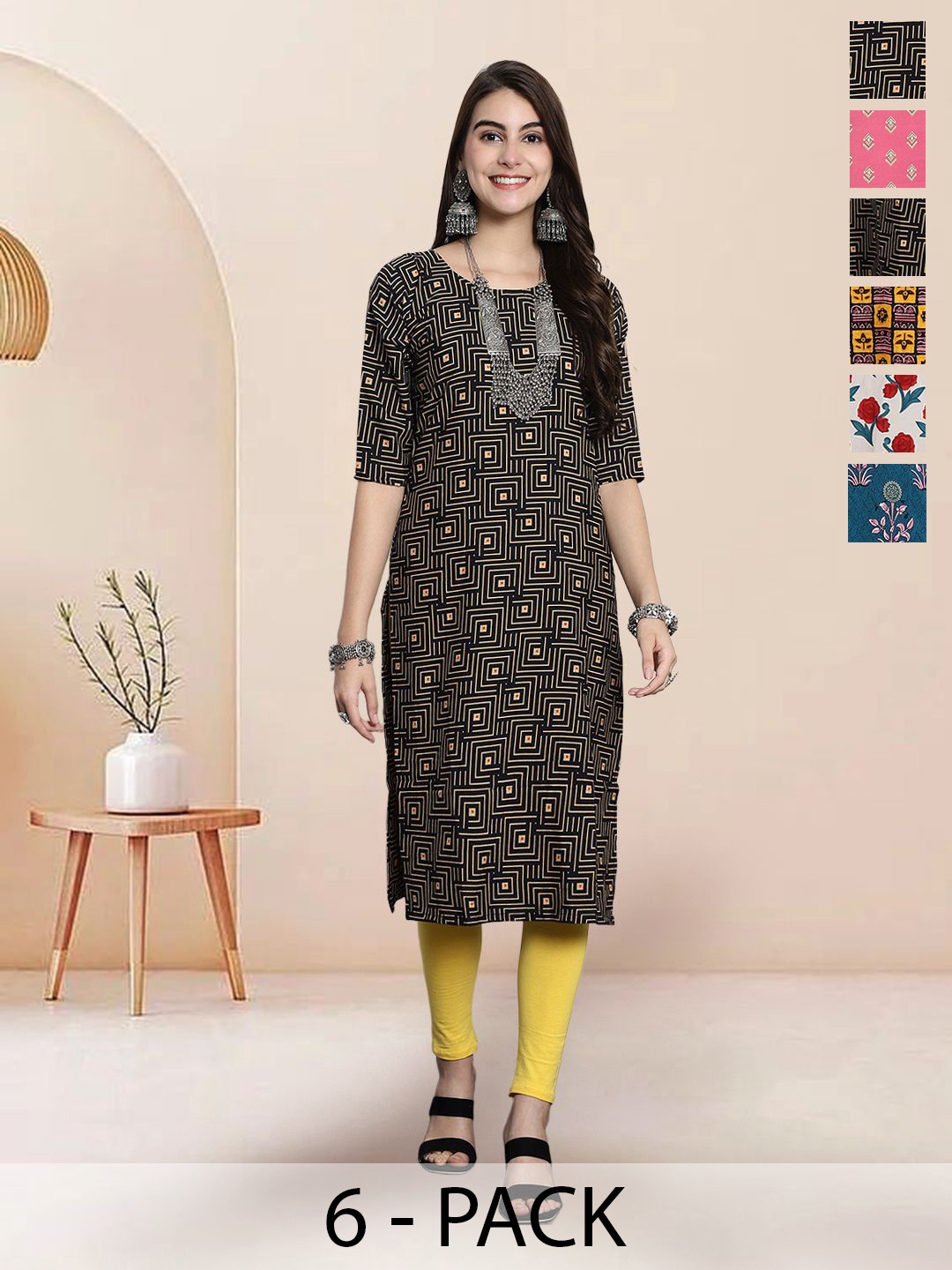 

7Threads Women Ethnic Motifs Printed Floral Crepe Kurta, Multi