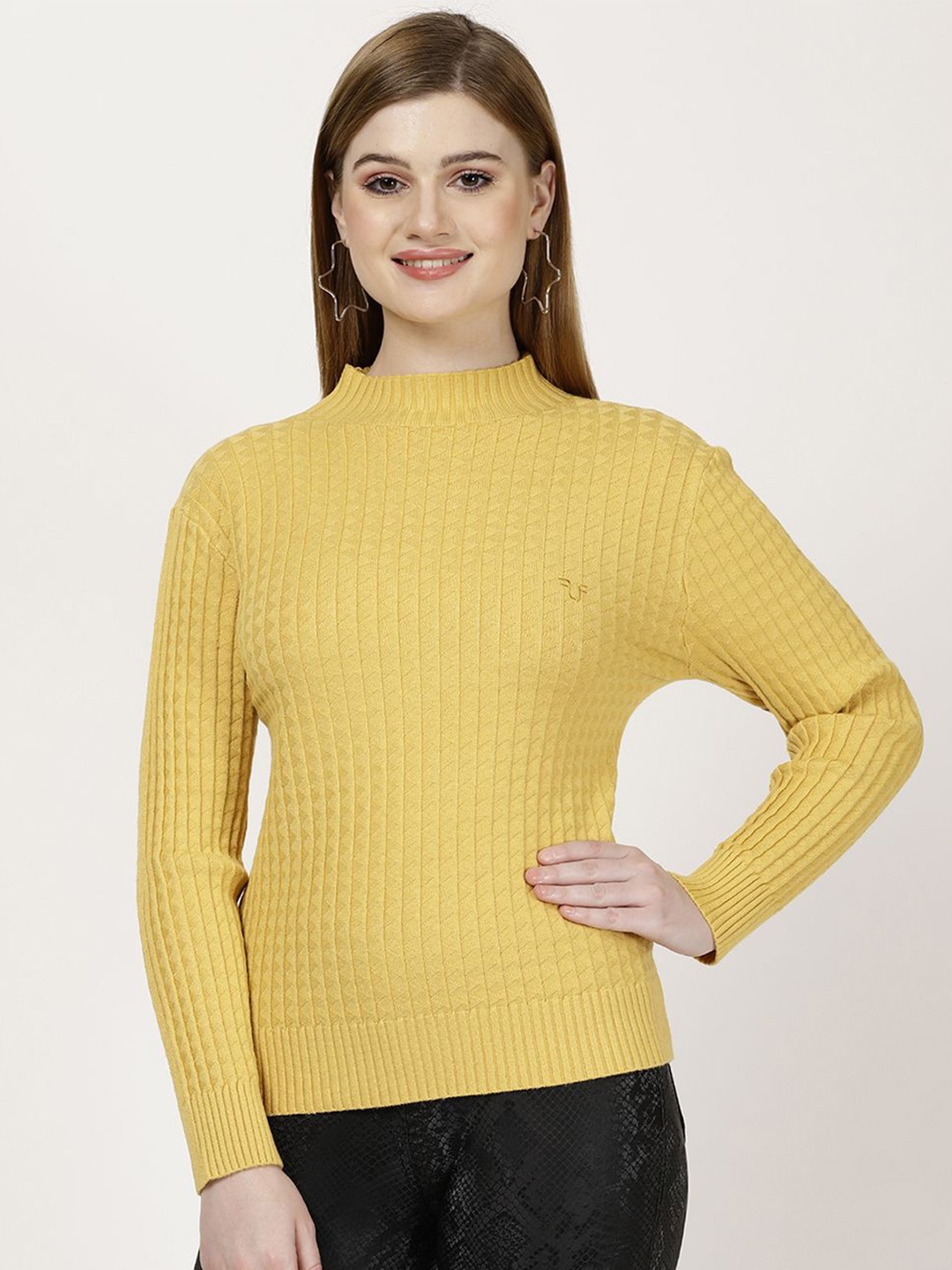 

FUTURO Women Striped Pullover, Yellow