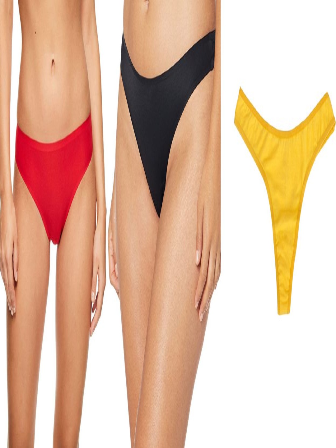 

Diving deep Pack Of 3 Cotton Thongs Briefs Thong_Red Black & Yellow_M