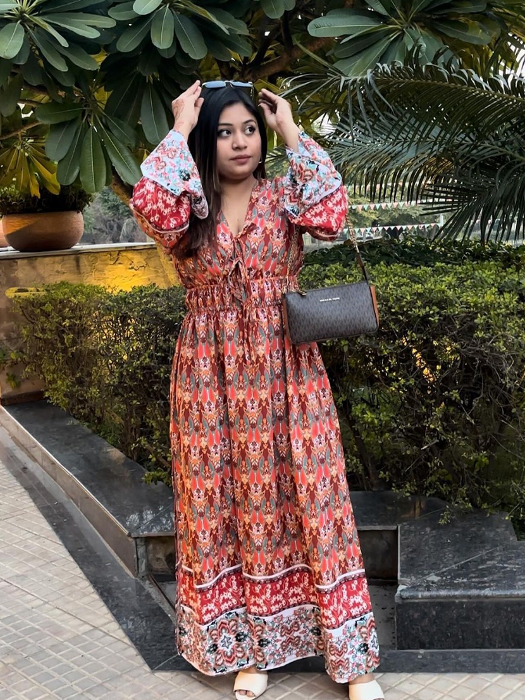 

BAESD Ethnic Motifs Printed Anarkali Kurta, Red
