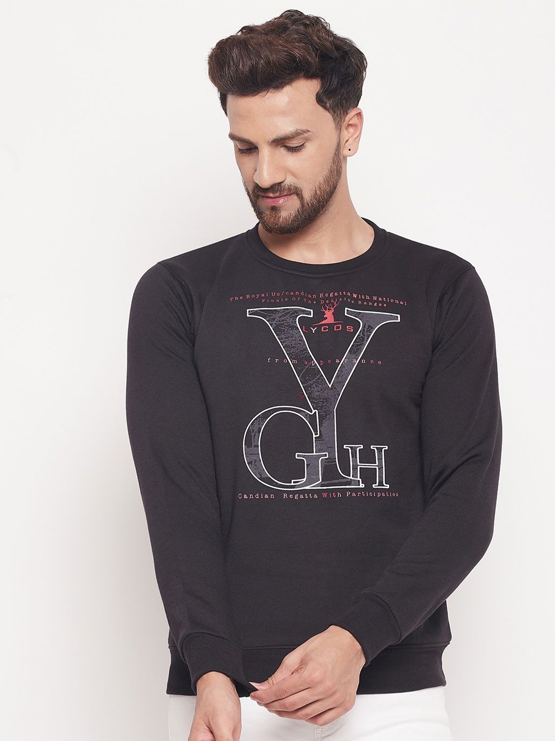 

LYCOS Men Printed Sweatshirt, Black