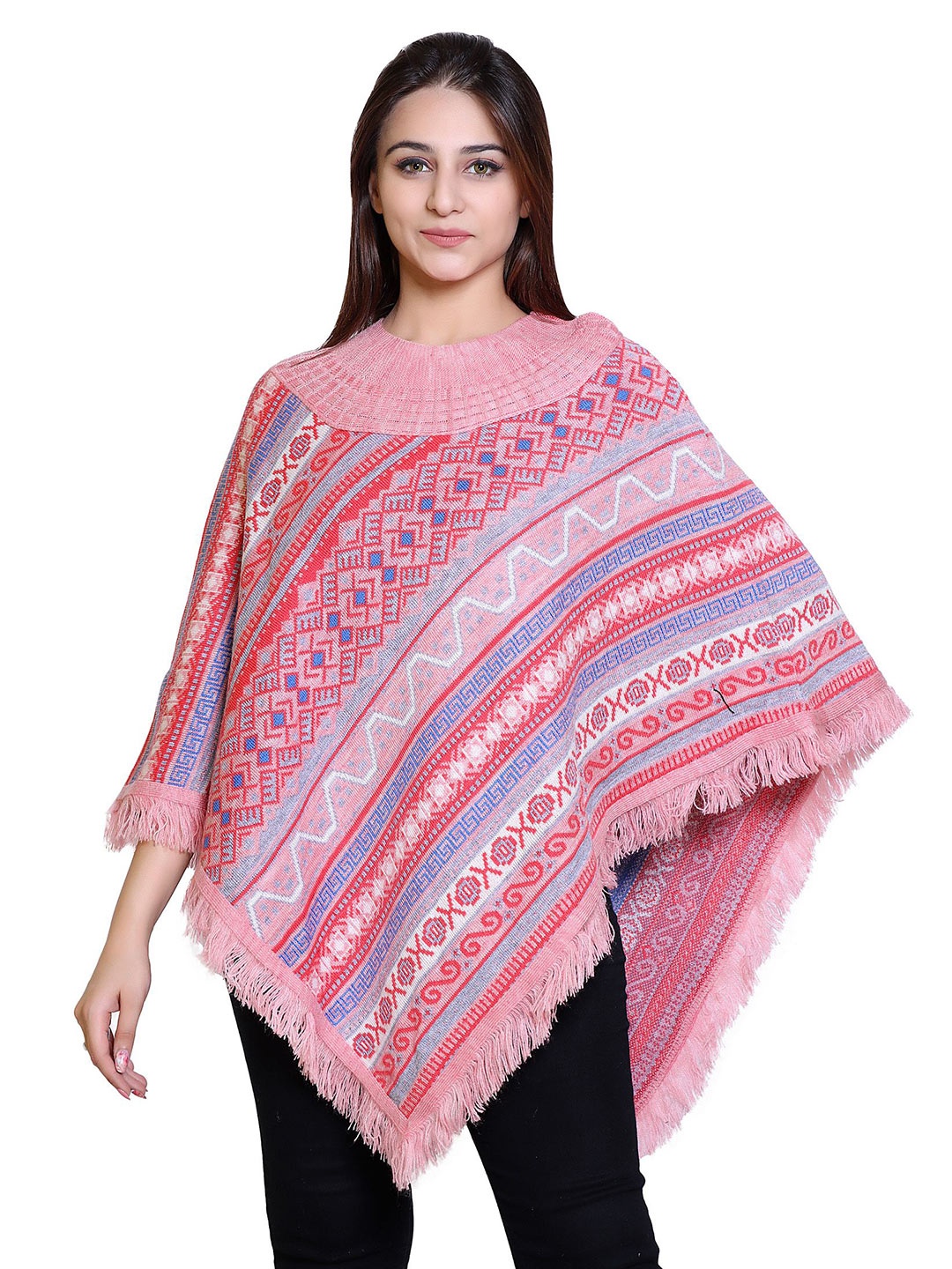 

DISCOVERYLINE Women Striped Poncho, Pink