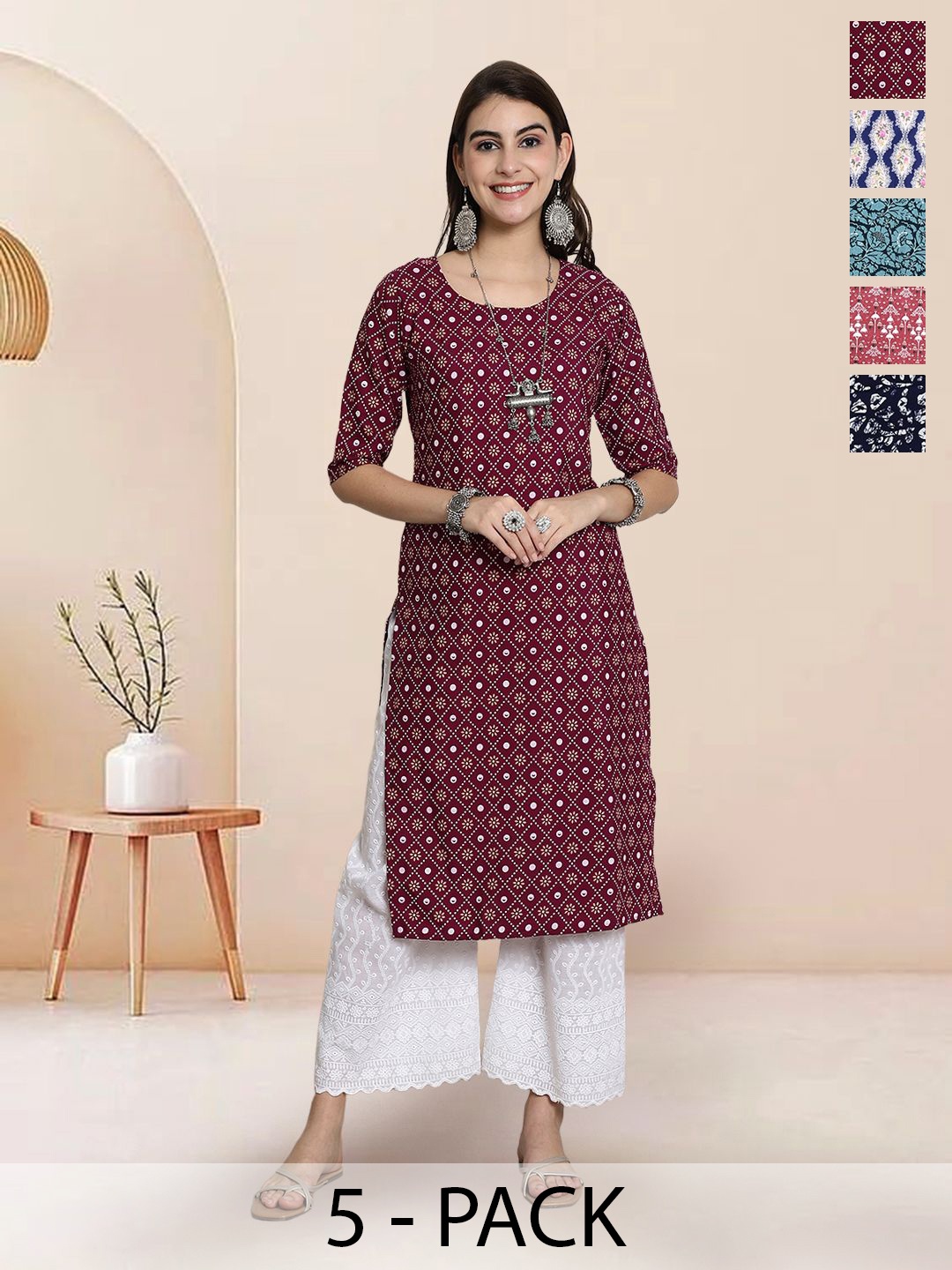 

7Threads Women Ethnic Motifs Printed Floral Crepe Kurta, Multi