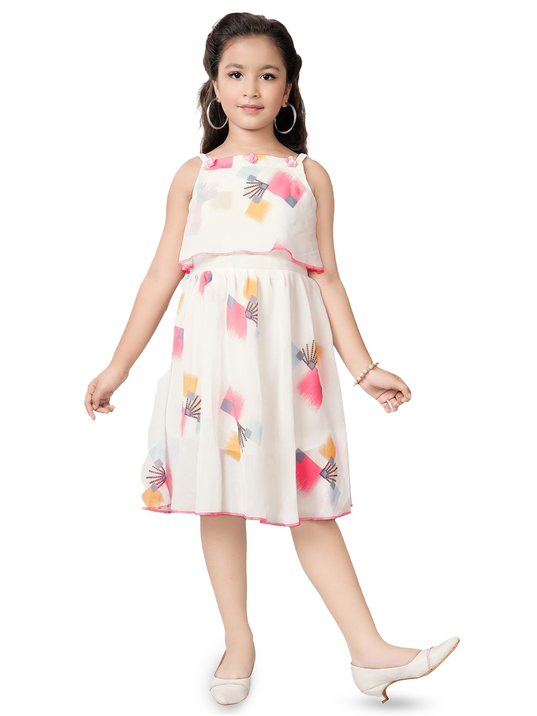

Nimit Fab Floral Print Georgette Fit & Flare Dress, White