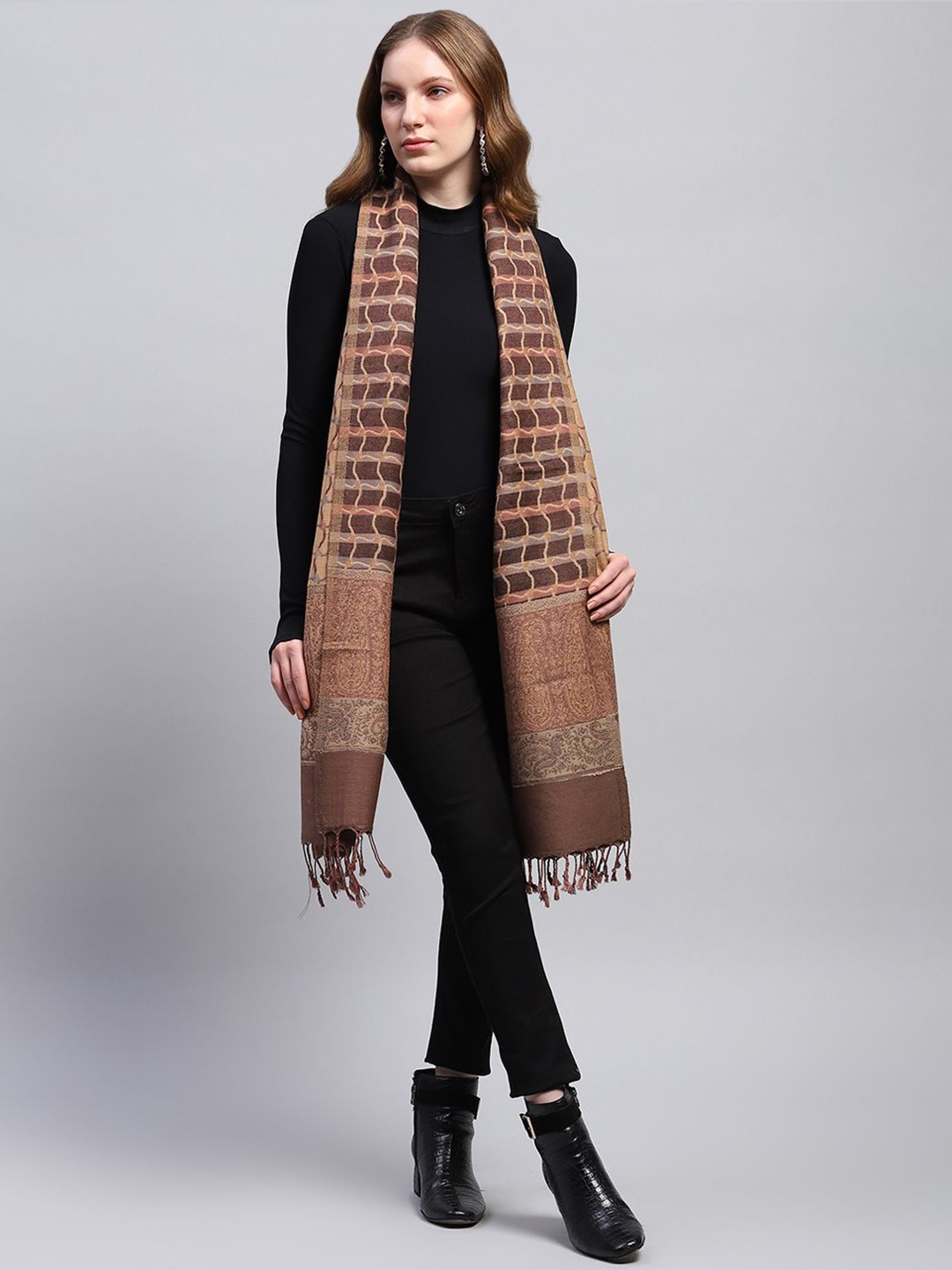 

Monte Carlo Women Printed Stole, Brown