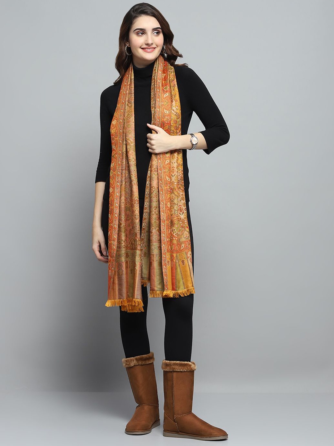 

Monte Carlo Women Woven Design Stole, Orange