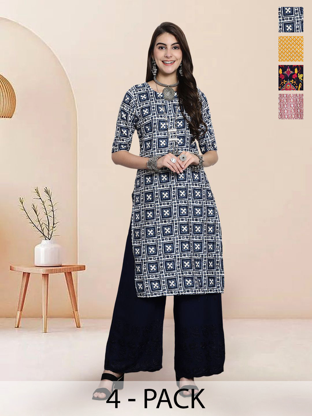 

7Threads Women Ethnic Motifs Printed Floral Crepe Kurta, Multi
