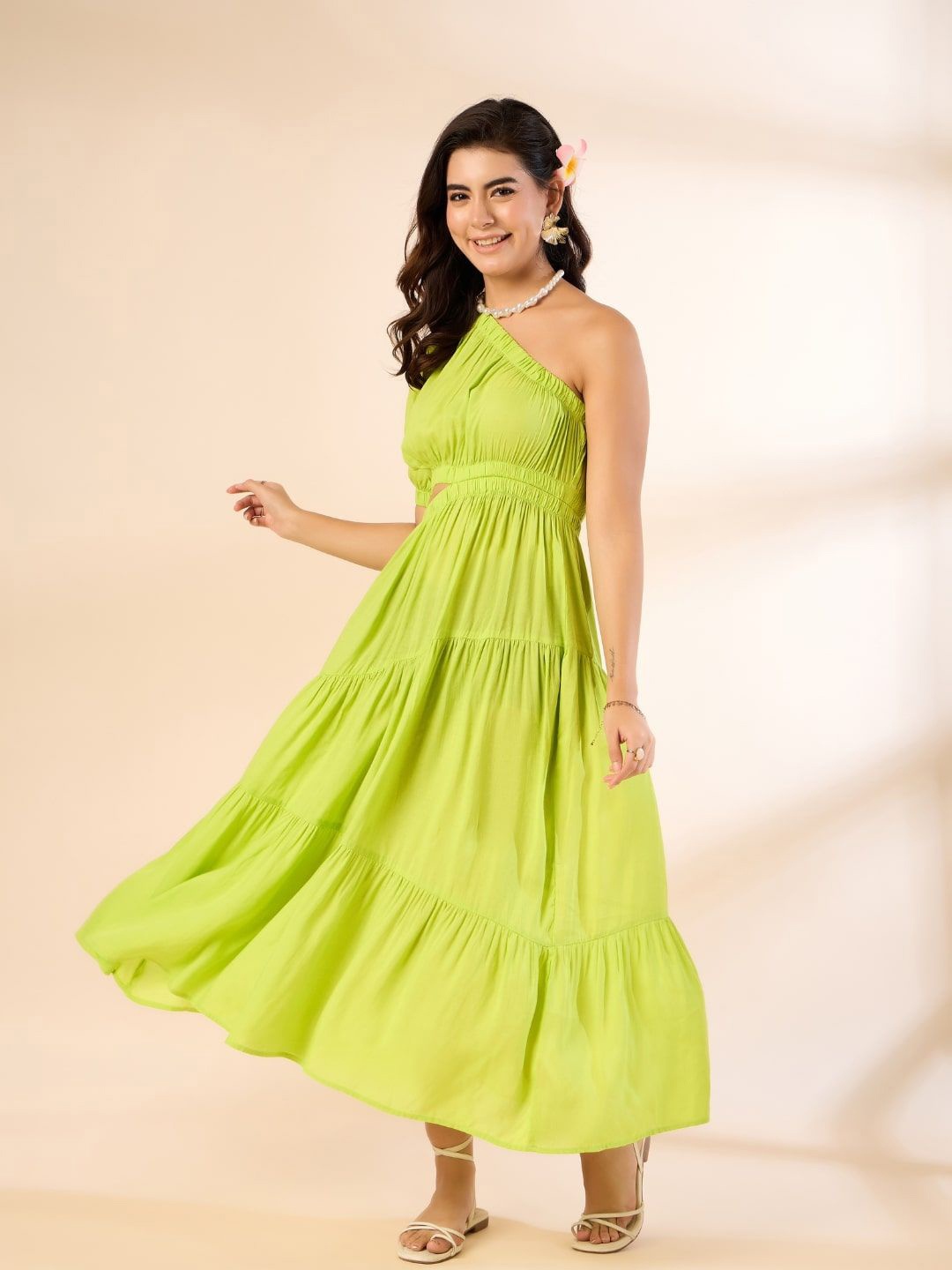 

Kiarabel Retail One Shoulder Maxi Dress, Green