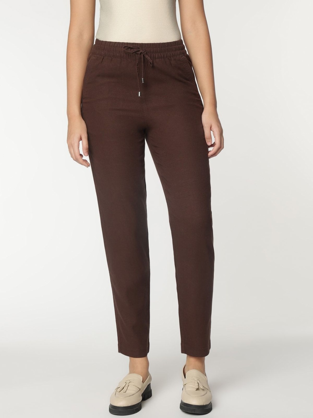 

Marks & Spencer Women High-Rise Trousers, Brown