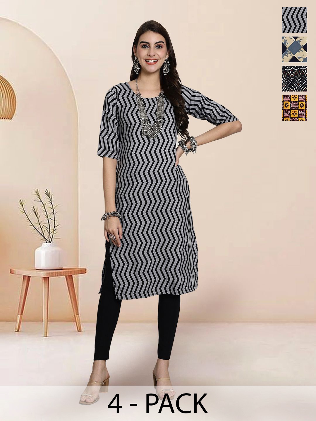

7Threads Women Ethnic Motifs Printed Floral Crepe Kurta, Multi