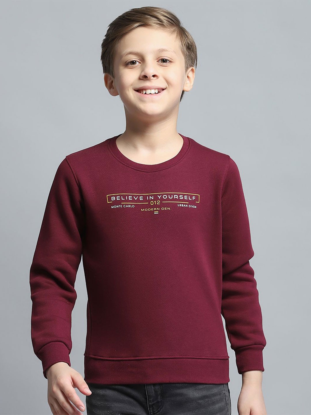 

Monte Carlo Boys Typography Printed Pullover, Burgundy