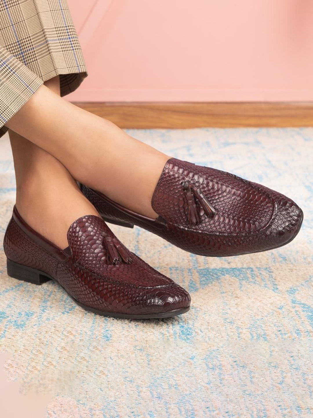 

Tresmode Men Leather Formal Loafers, Brown