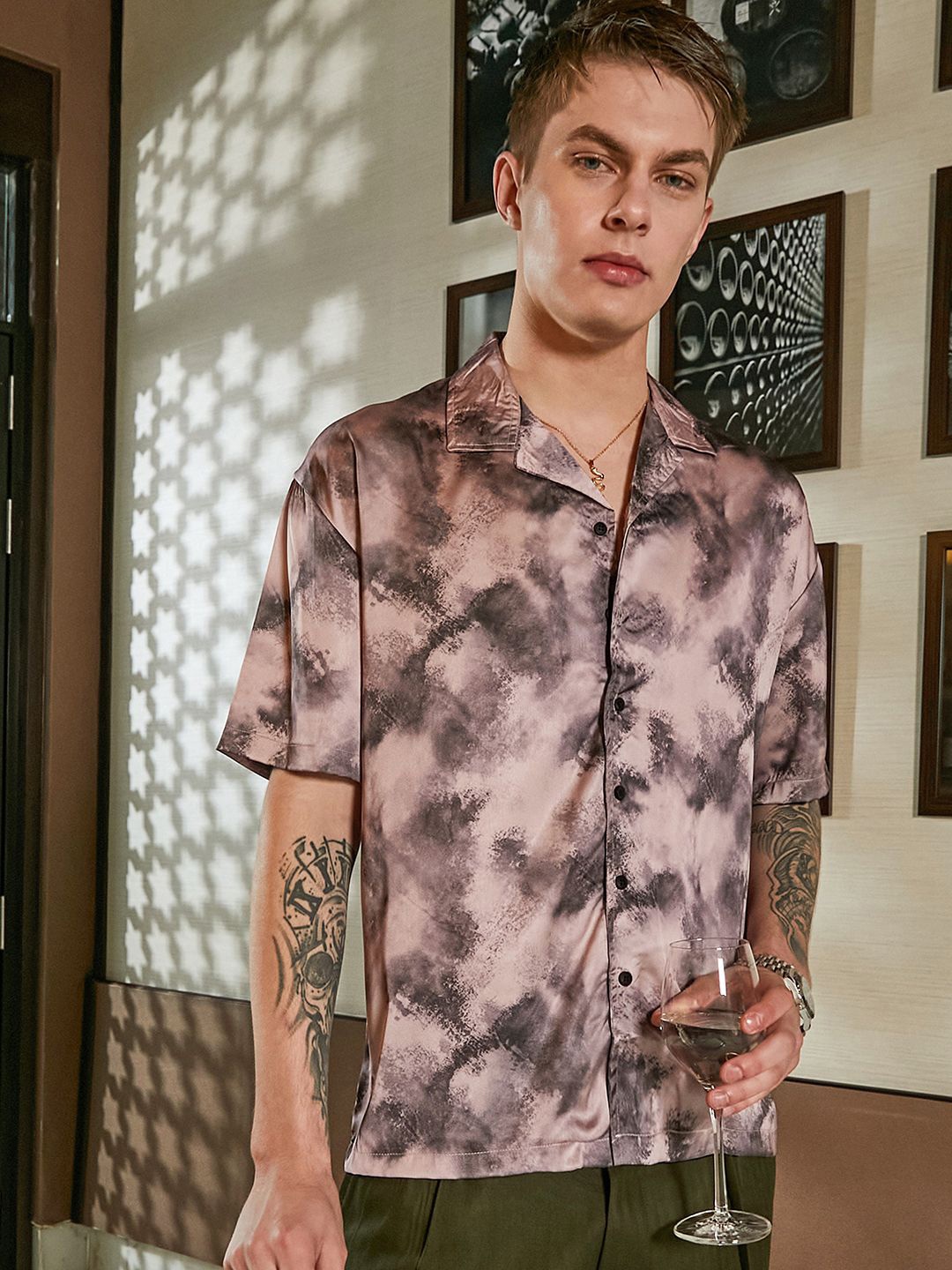 

Campus Sutra Men Comfort Cuban Collar Abstract Printed Casual Shirt, Purple