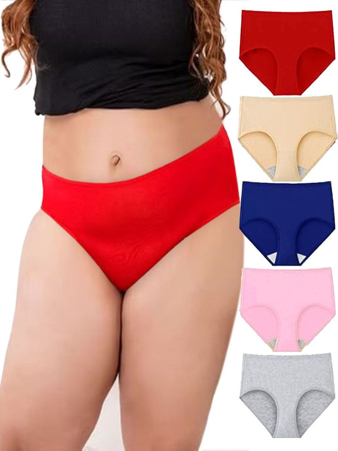 

Diving Deep Pack Of 5 Cotton Hipster Briefs DD296 R, S, Blue, BP, G New Pant_ies_5 PC_M, Red