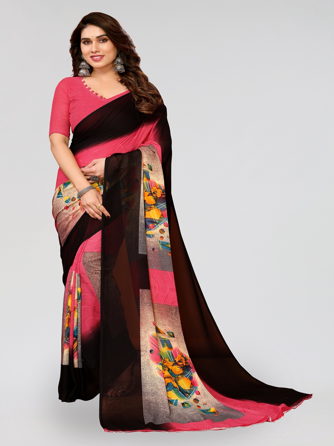 

ANAND SAREES Ethnic Motifs Saree, Red