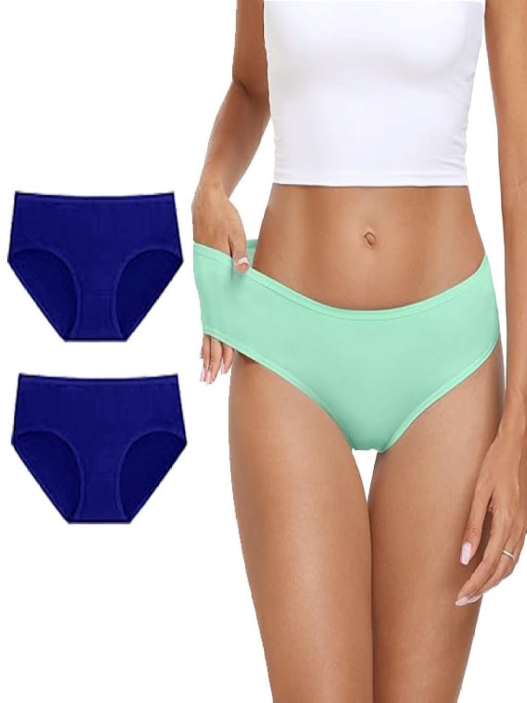 

Diving Deep Pack Of 3 Cotton Mid-Rise Hipster Briefs DD101 Blue2, 08 New Pant_ies_3 PC_M, Blue