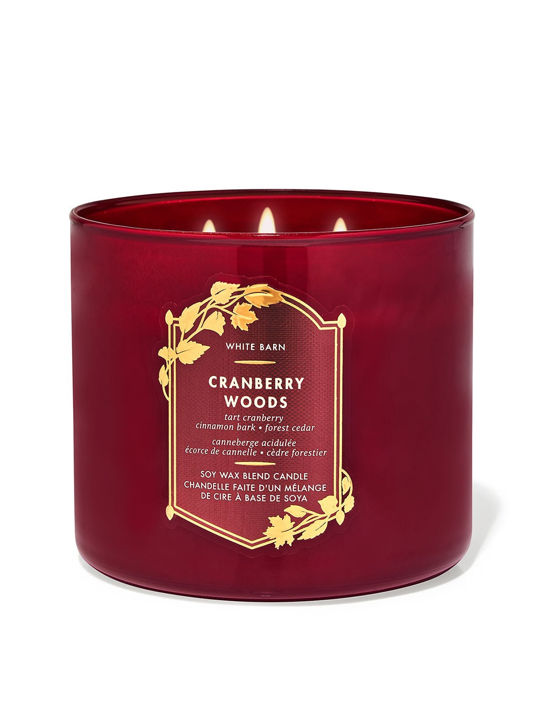 

Bath & Body Works Cranberry Woods 3-Wick Scented Candle - 411g, Red