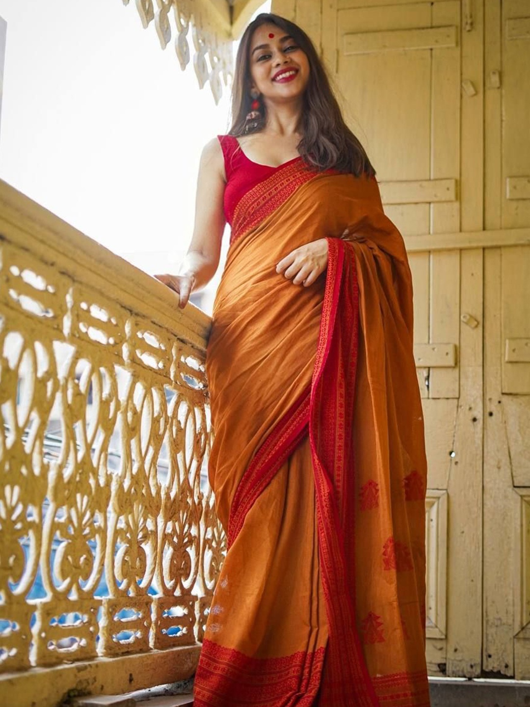 

Sitanjali Zari Silk Blend Kanjeevaram Saree, Orange