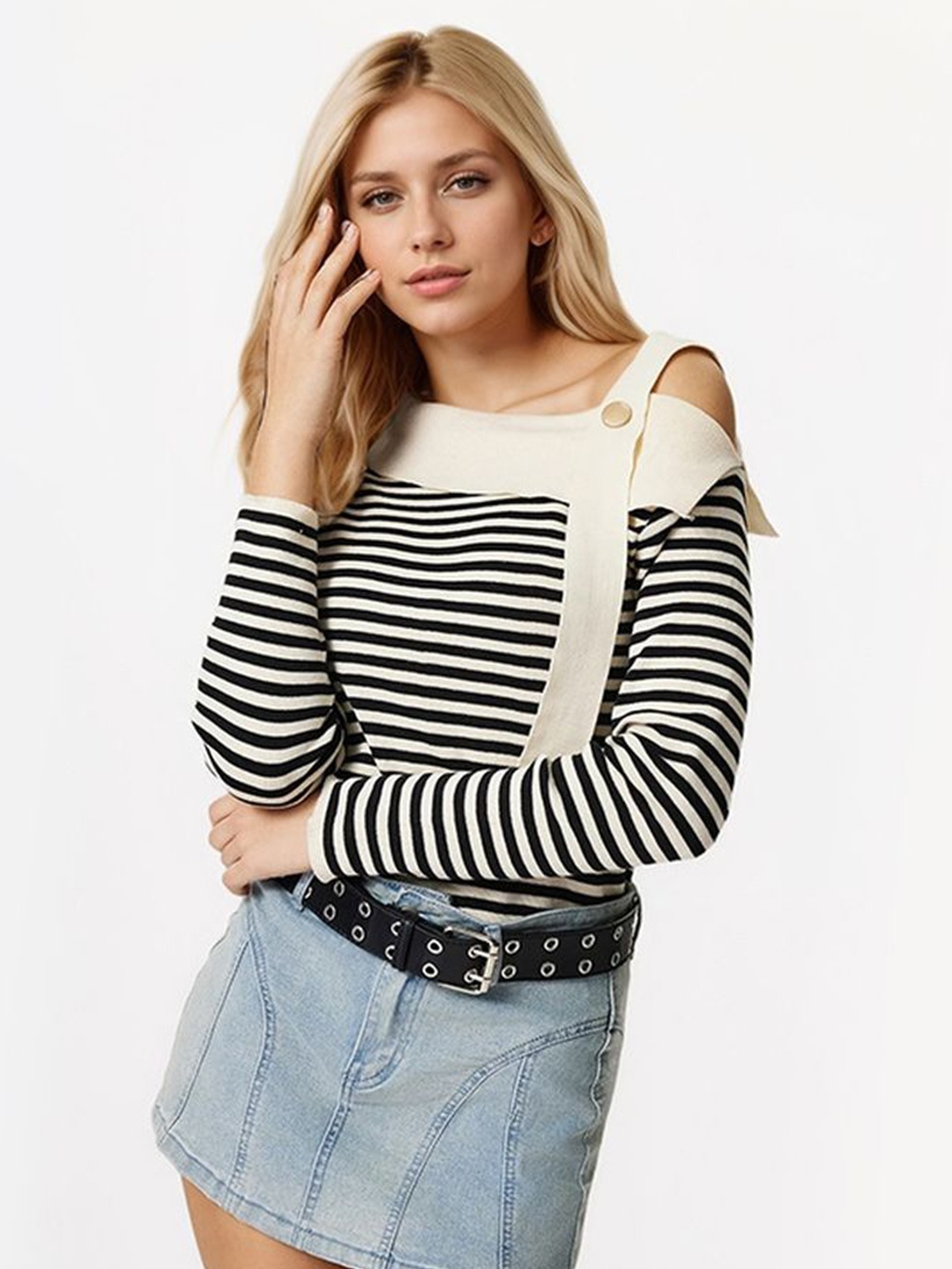 

LULU & SKY Striped Top, Beige