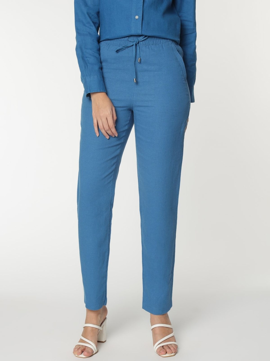 

Marks & Spencer Women High-Rise Trousers, Blue