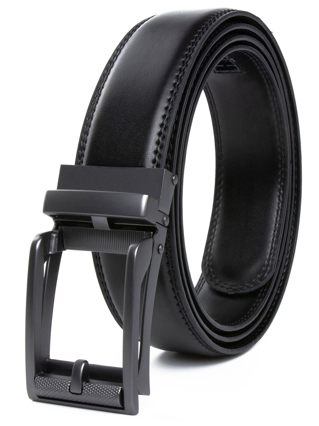 

CONTACTS Men Auto Lock Black Leather Belt 4