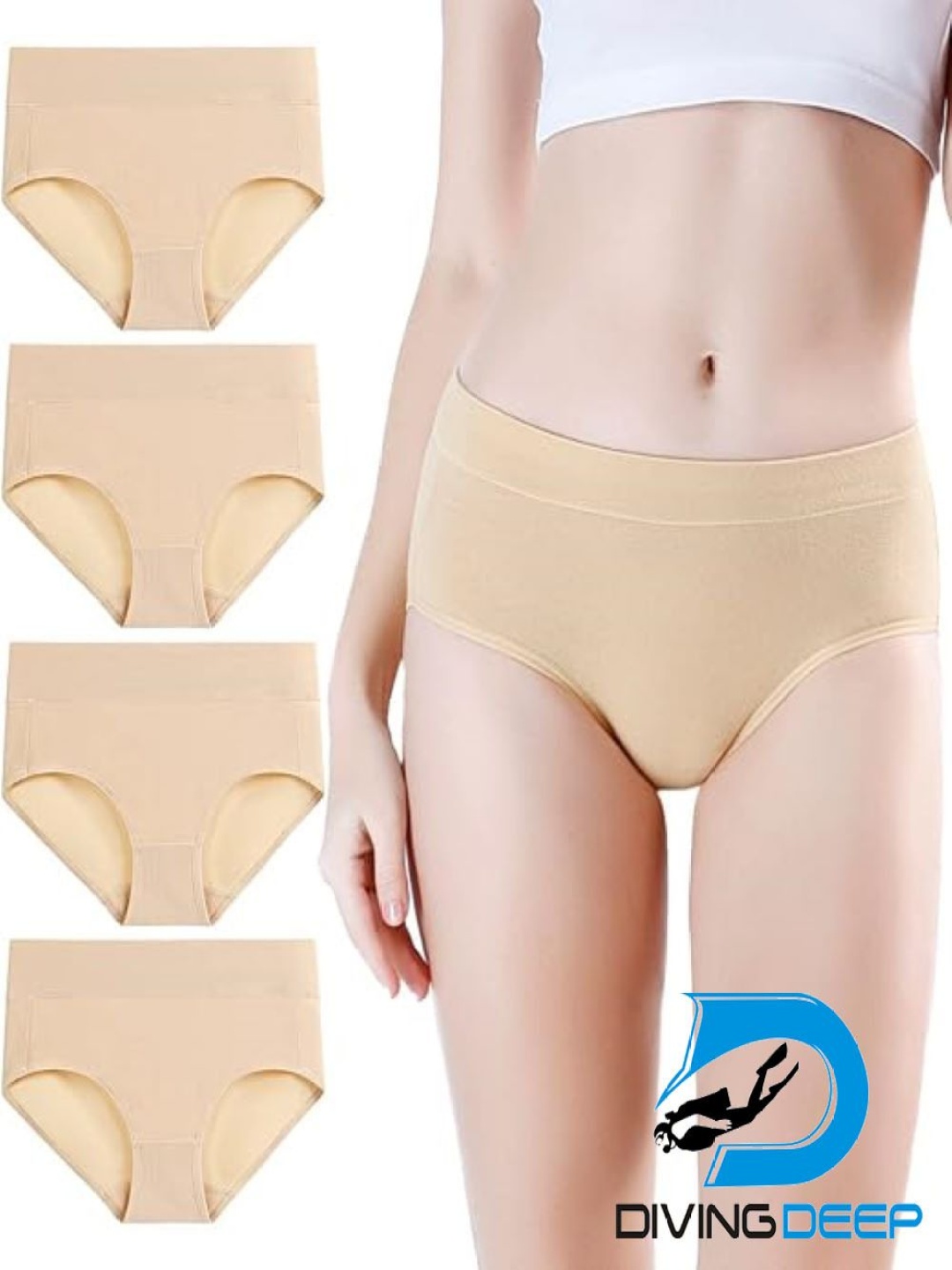

Diving Deep Pack Of 4 Mid-Rise Hipster Briefs DD322 S4 HR 1_4 PC_M, Beige