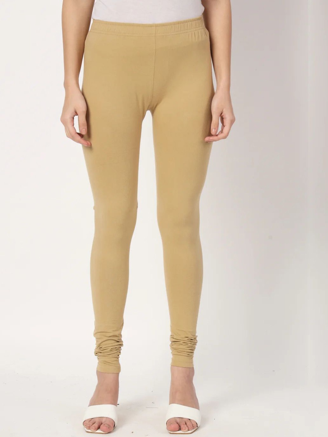 

Thread Plus Women Churidar Super Stretchable Solid Cotton Leggings, Brown