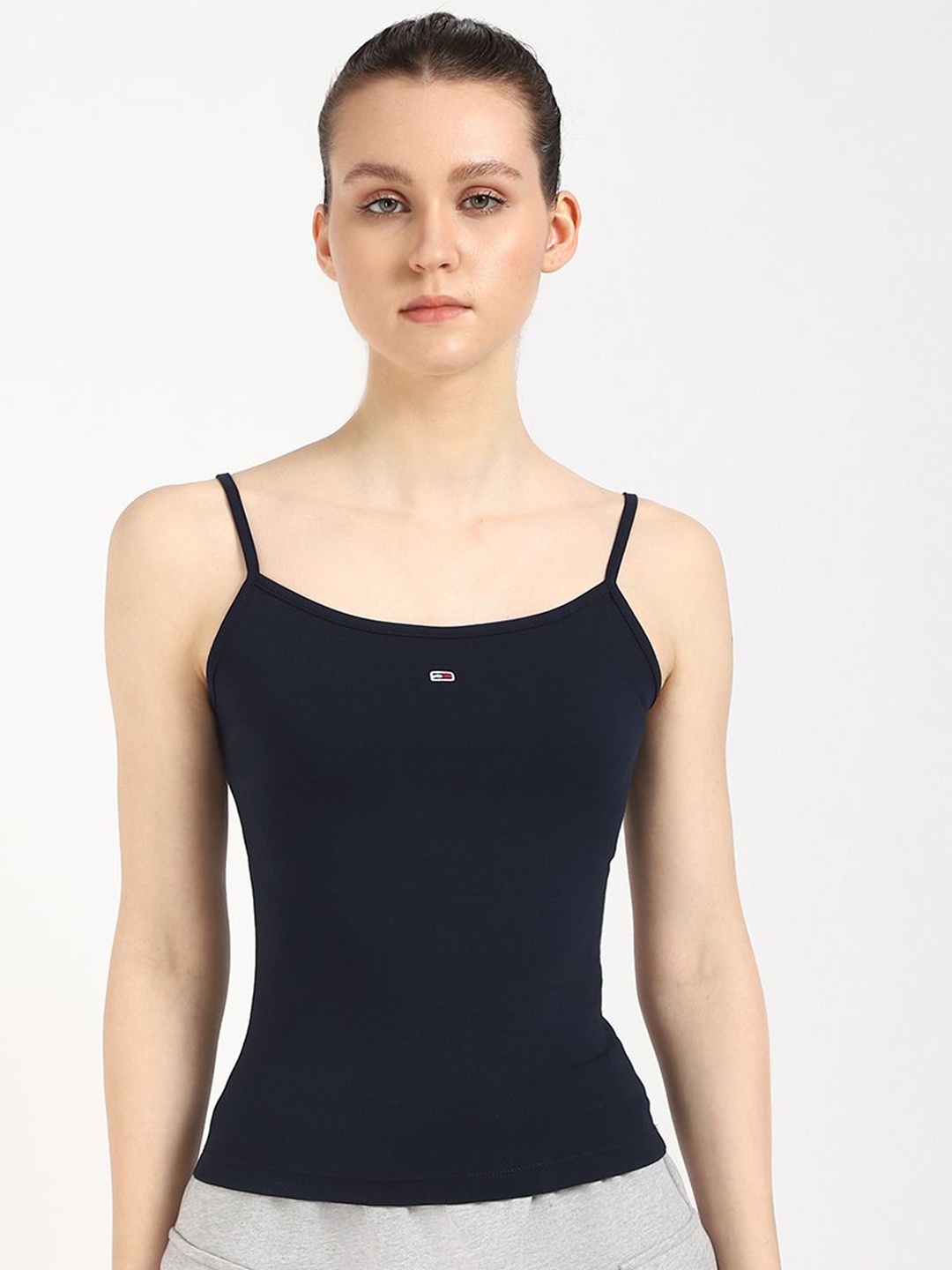 

Tommy Hilfiger Women Shoulder Straps Fitted Cotton Top, Blue