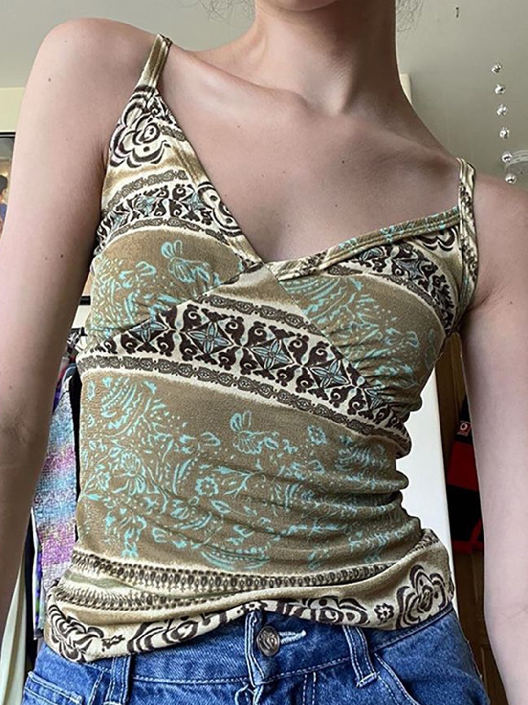 

StyleCast x Revolte Ethnic Motifs Printed Fitted Top, Multi