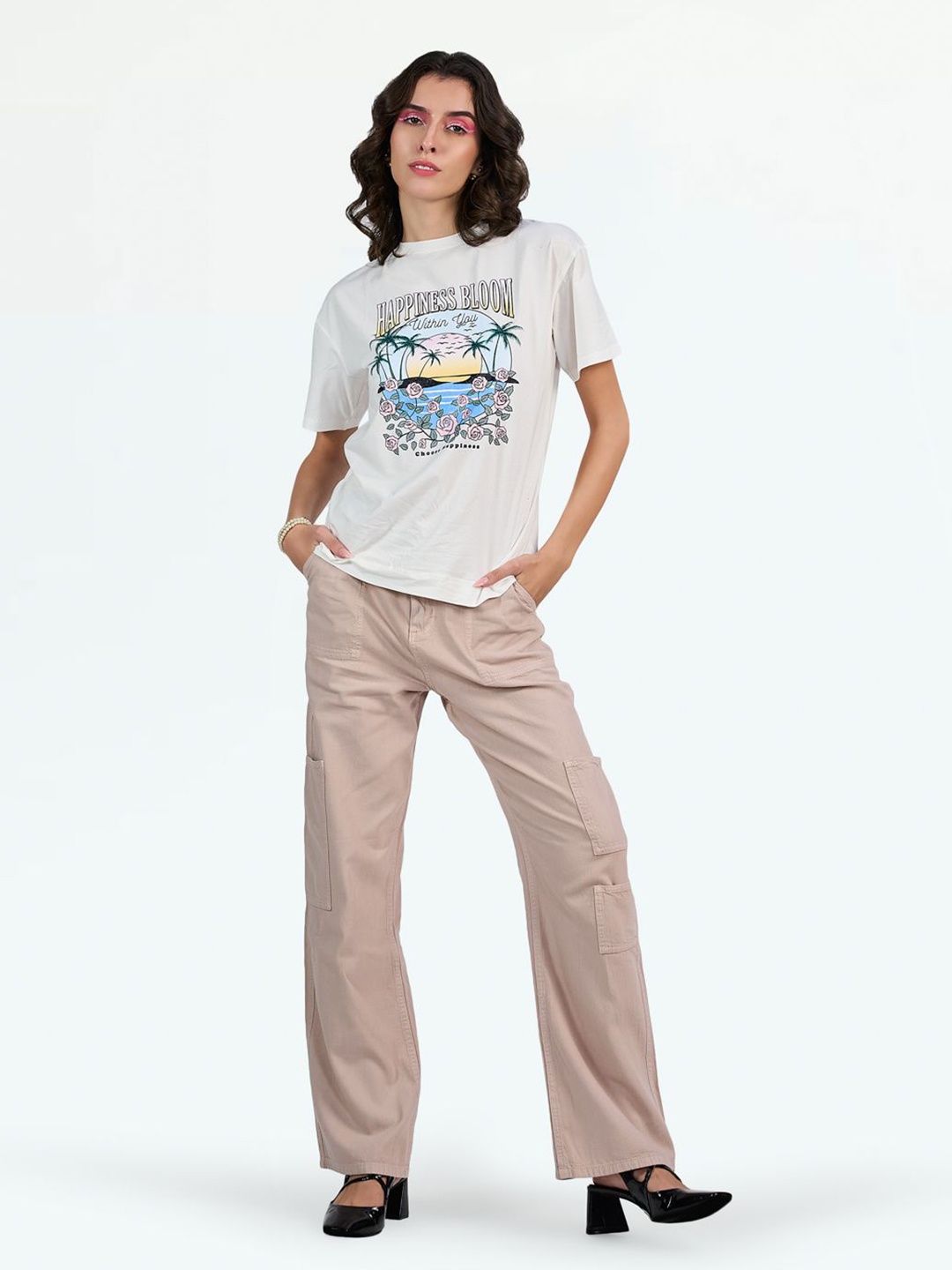 

LOVEGEN Women Straight Leg Dusty Pink Cargo