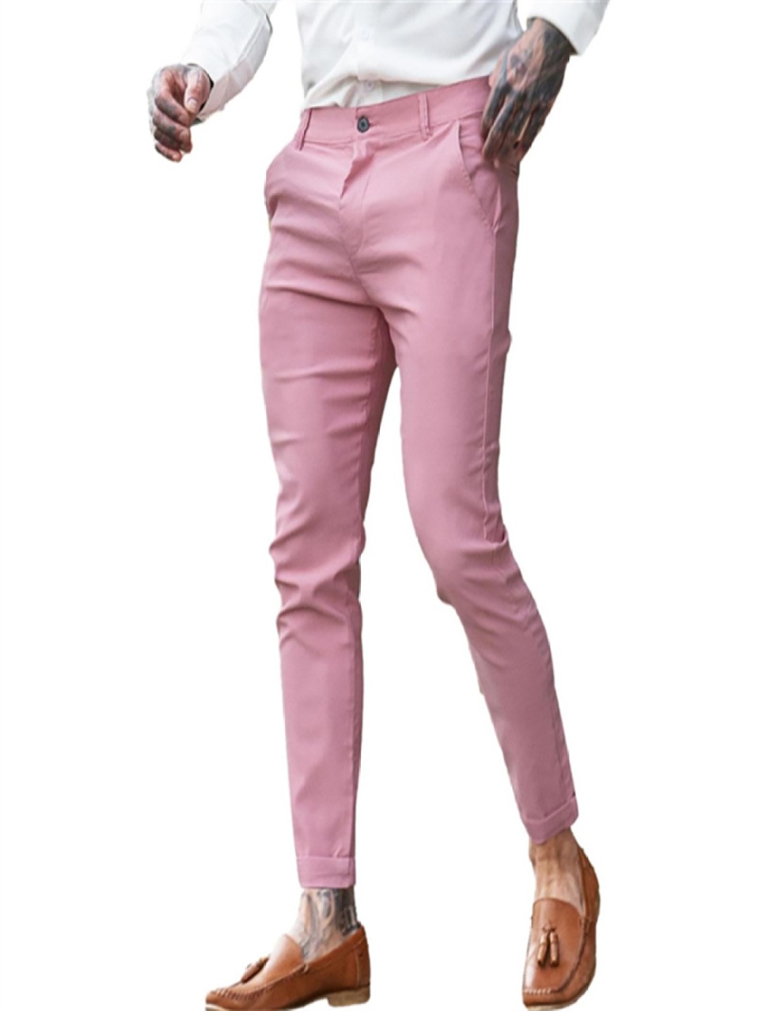 

StyleCast x Revolte Men Slim Fit Easy Wash Pleated Trousers, Pink