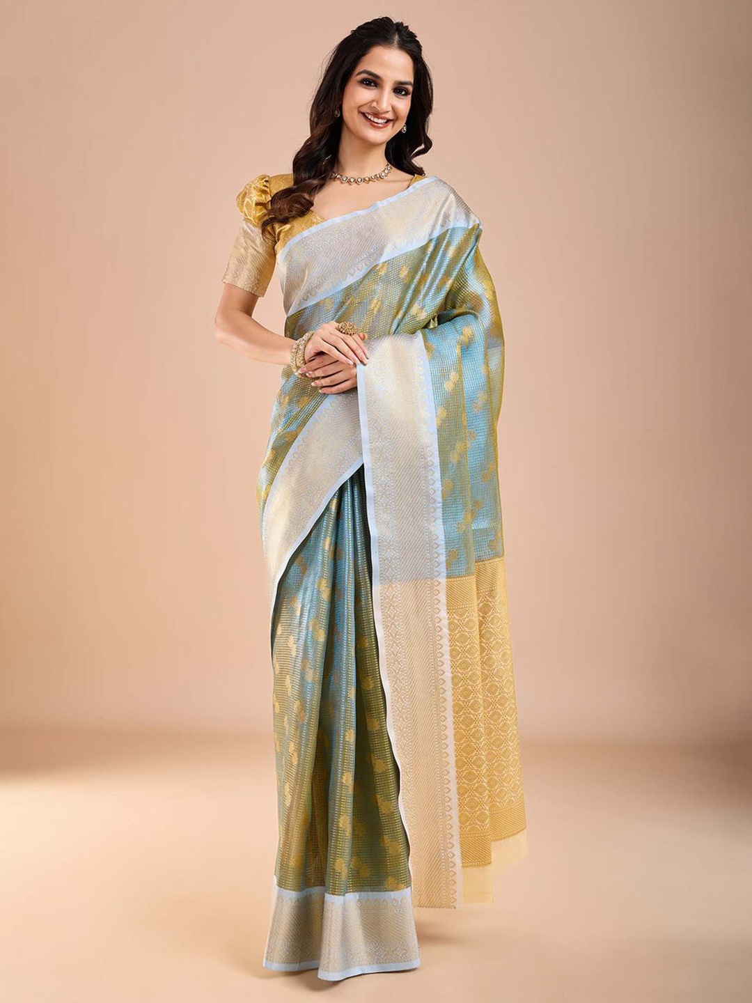 

Anouk Woven Design Zari Tissue Banarasi Saree, Teal